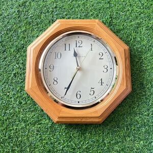 INGRAHAM 11.5" Octagonal Wooden Wall Clock Battery Operated